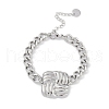 Non-Tarnish 304 Stainless Steel Cuban Link Chain Square Link Bracelets for Women BJEW-C071-06P-1