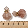 Rhombus Natural Strawberry Quartz Perfume Bottle Pendants G-H241-01G-G-3