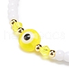 Resin Evil Eye & Acrylic Beaded Stretch Bracelet for Women BJEW-JB08609-02-4