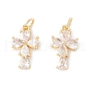 Rack Plating Brass Micro Pave Clear Cubic Zirconia Charms ZIRC-I057-19G-1