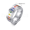 Rainbow Color Pride Flag Rune Words Odin Norse Viking Amulet Enamel Rotating Ring RABO-PW0001-037E-5