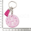 Acrylic Flat Round with Suede Tassel Pendant Keychain KEYC-G060-01A-3