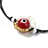 Evil Eye Handmade Lampwork & Glass Adjustable Braided Bead Bracelets BJEW-MZ00099-02-3