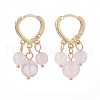 Round Natural Gemstone Dangle Hoop Earrings EJEW-JE04883-5