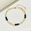 Simple Fashion Rondelle Glass & Iron Paperclip Chain Anklets for Women UC1823-1-6