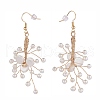 Brass Shell Pearl Hoop Earrings EJEW-JE04815-02-2
