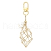 Brass Macrame Pouch Empty Stone Holder Pendant Decoration HJEW-JM03304-03-2