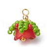 Handmade Nylon Wired Glass Beaded Pendants with Acrylic Beads Caps and Brass Beads PALLOY-MZ00509-01-1