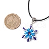 Glass Seed Beads & Polymer Clay & Evil Eye Lampwork Snowflake Pendant Necklaces NJEW-MZ00102-03-3