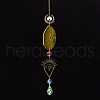 Natural Agate Piece & Metal Evil Eye Moon Hanging Ornaments PW-WG66301-05-1