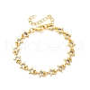 Brass Micro Pave Clear Cubic Zirconia Link Bracelets for Women BJEW-D342-01G-4