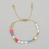 Shell Letter Charm Bead Bracelets ZZ0793-20-1