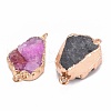 Golden Plated Dyed Natural Druzy Agate Links connectors with Iron Findings G-R275-276-2