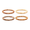 6mm Round Natural Mixed Wood Beads Stretch Bracelet BJEW-JB07360-1