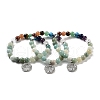 Natural Flower Amazonite Round Beaded Chakra Stretch Bracelets BJEW-K251-01A-1