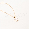 Alloy White Enamel Flat Round with Initial Pendant Necklaces WG9BB01-23-3