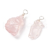 Rough Raw Natural Rose Quartz Pendants PALLOY-JF01785-01-1