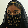 Elegant Vintage Iron & Glass Middle Eastern Tassel Earrings Face Veil for Women's Party SN0102-3-1