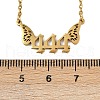 201 Stainless Steel Number 444 with Butterfly Wings Pendant Necklaces NJEW-P332-01B-G-5