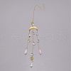 Moon & Chinese Characters Brass Handmade Wind Chimes HJEW-TAC0011-02-1