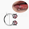 Double Claws 304 Stainless Steel Cubic Zirconia Hoop Lip Rings FS-WG1AB27-16-1