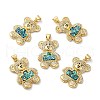 Rack Plating Brass Micro Pave Cubic Zirconia with Synthetic Opal Pendants KK-D088-37G-1