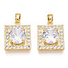 Brass Micro Pave Cubic Zirconia Pendants KK-N254-235G-1