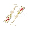 Rectangle with Cross Glass Seed Beads Dangle Earrings EJEW-MZ00412-02-3