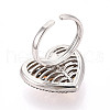 Brass Micro Pave Cubic Zirconia Adjustable Open Cuff Rings for Women RJEW-N051-06GP-3