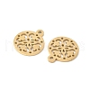 304 Stainless Steel Flat Round with Laser Cut Flower Charms STAS-L022-511G-2