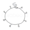 Non-Tarnish 304 Stainless Steel Round Ball Charm Bracelets for Women BJEW-D023-04P-1