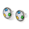 Sport Balls Glass & 304 Stainless Steel Stud Earrings for Women EJEW-H005-01P-02-1