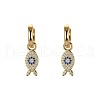 Fish 925 Sterling Silver Micro Pave Cubic Zirconia Leverback Earrings for Woman EJEW-Q384-03G-1