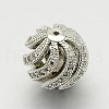 Brass Micro Pave Cubic Zirconia Hollow Round Beads ZIRC-M039-05-12mm-RS-2