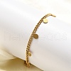 304 Stainless Steel Flat Round Charm Bracelets BJEW-R021-04G-1