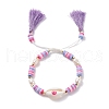 Natual Shell with Evil Eye & Pearl Braided Bead Bracelets Set BJEW-TA00049-4