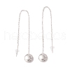 Tarnish Resistant Long Chain with Round Ball Dangle Stud Earrings EJEW-A067-17P-3