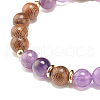 Natural Wenge Wood & Gemstone Beaded Stretch Bracelet BJEW-JB07818-7