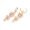 Brass Micro Pave Clear Cubic Zirconia Leverback Earrings EJEW-N058-19A-G-2