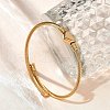 304 Stainless Steel Torque Bangles for Women BJEW-M042-08G-4