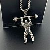 Fashionable Stainless Steel Barbell Muscle Man Pendant Necklaces for Men OT3750-1