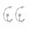 Stainless Steel Arc Stud Earrings with Cubic Zirconia for Women KB3039-2-1