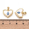 Brass Pave Natural Shell Heart Pendants KK-N258-07G-3