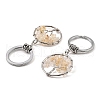 Natural Citrine Flat Round with Tree of Life Pendant Keychain KEYC-E023-03V-2