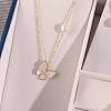 Mother's Day Jewellery Butterfly Brass Pave Natural Shell Pendant Necklaces WG9742F-01-1