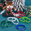 CREATCABIN 30Pcs 5 Colors Christmas Themed Silicon Cord Bracelets BJEW-CN0001-08-3