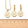 304 Stainless Steel Enamel Pendant Necklaces & Hoop Earring Set for Women SJEW-C007-03G-02-5
