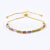 Brass Micro Pave Cubic Zirconia Slider Bracelets FS-WG49F5F-01-3