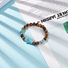 Natural Tiger Eye & Synthetic Turquoise(Dyed) Cross Beaded Bracelet BJEW-TA00179-01-5