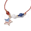Independence Day Natural Carnelian & White Jade & Dyed Yellow Jade Gemstone Round Beads Braided Bracelets BJEW-MZ00178-02-4